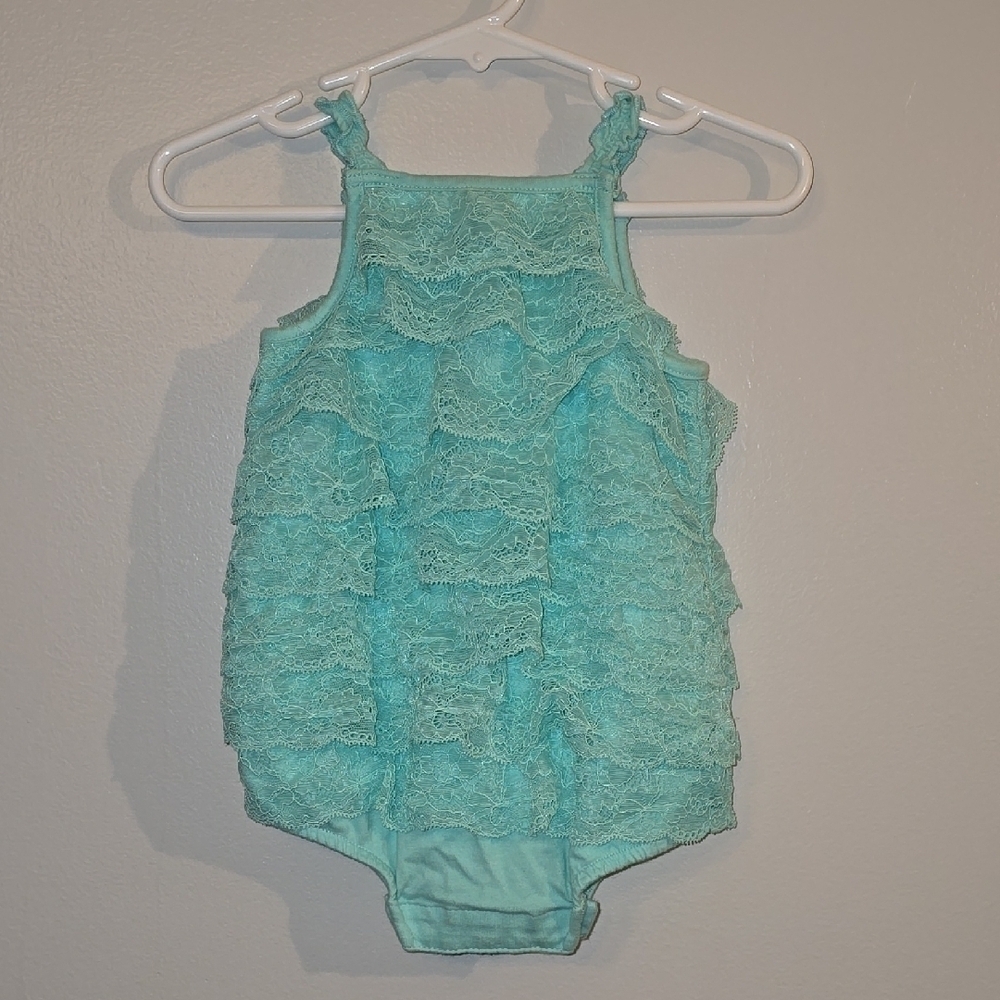 Pastel Aqua Ruffled One Piece Bodysuit Lot H